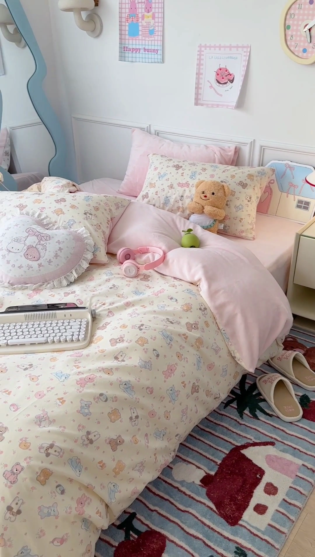 91家纺网 家纺一手货源 找家纺 昔可家纺 2024新款秋冬新款棉加牛奶绒四件套 可爱小萌物