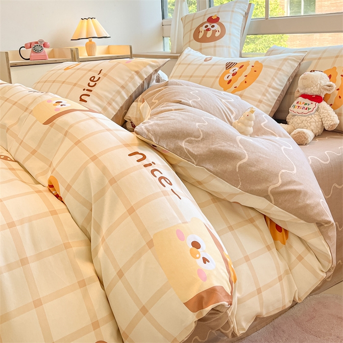 91家纺网 家纺一手货源 找家纺  本制 2024秋冬新款12868全棉印花四件套 烘培-米