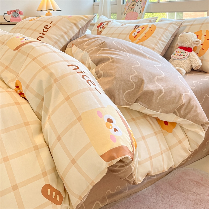 91家纺网 家纺一手货源 找家纺  本制 2024秋冬新款12868全棉印花四件套 烘培-米