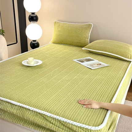 91家纺网 家纺一手货源 找家纺 （总）欧邦 新款提花针织绒牛奶绒铂金系列床笠三件套四件套