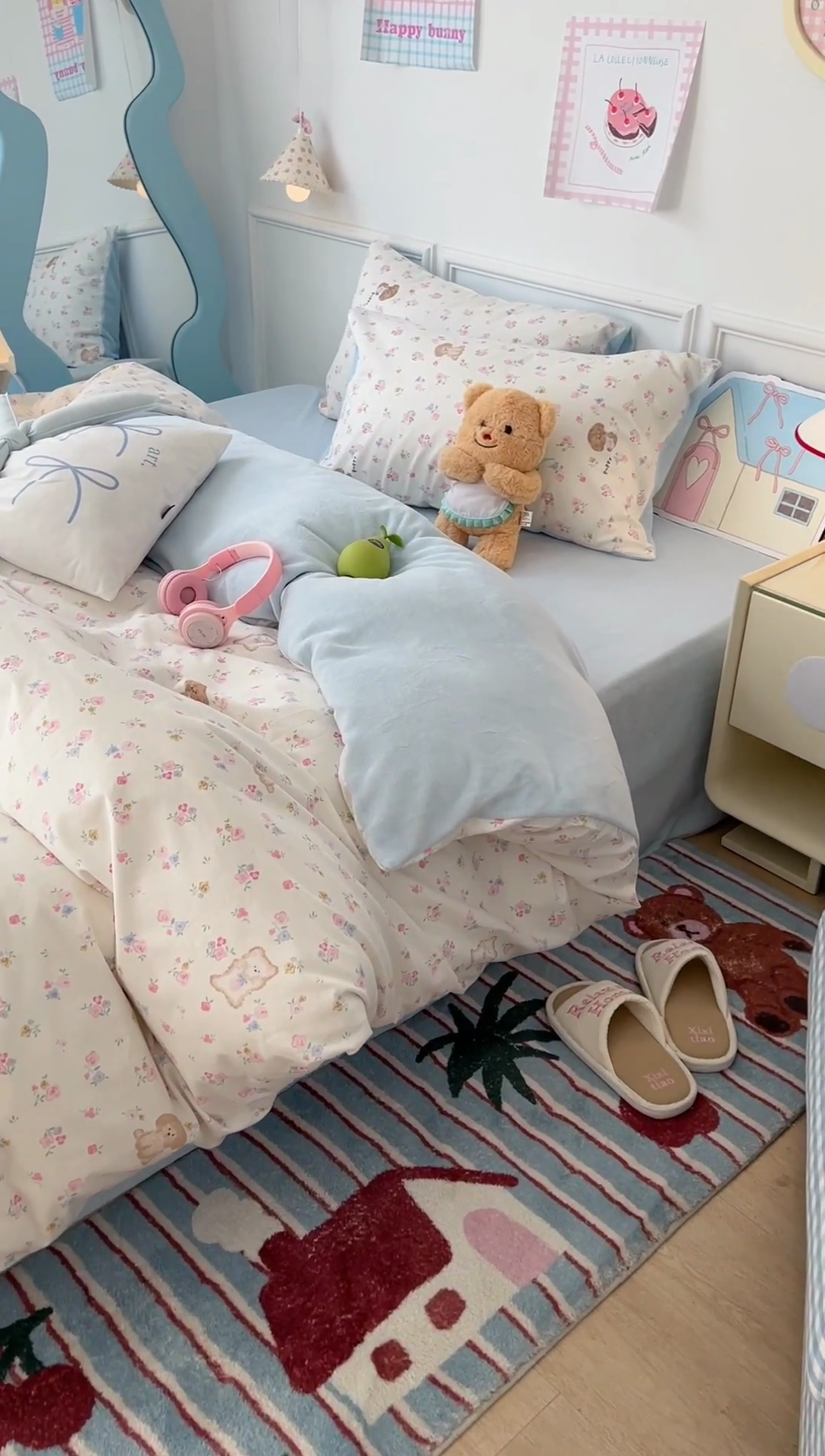 91家纺网 家纺一手货源 找家纺 昔可家纺 2024新款秋冬新款棉加牛奶绒四件套 碎花小狗