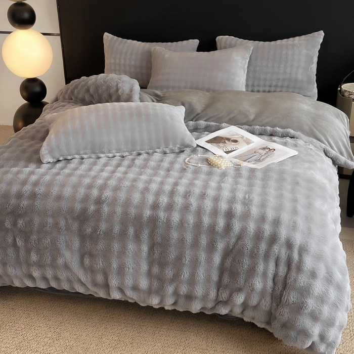 91家纺网 家纺一手货源 找家纺 品乐家纺 2024新款A类泡泡兔绒单被套 泡泡  星空灰