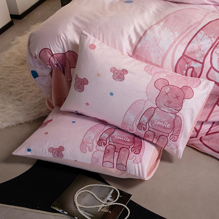 91家纺网 家纺一手货源 找家纺 色鬼布艺 2024新款婴儿绒数码印花牛奶绒四件套仿大牌直播爆款网红款 流沙