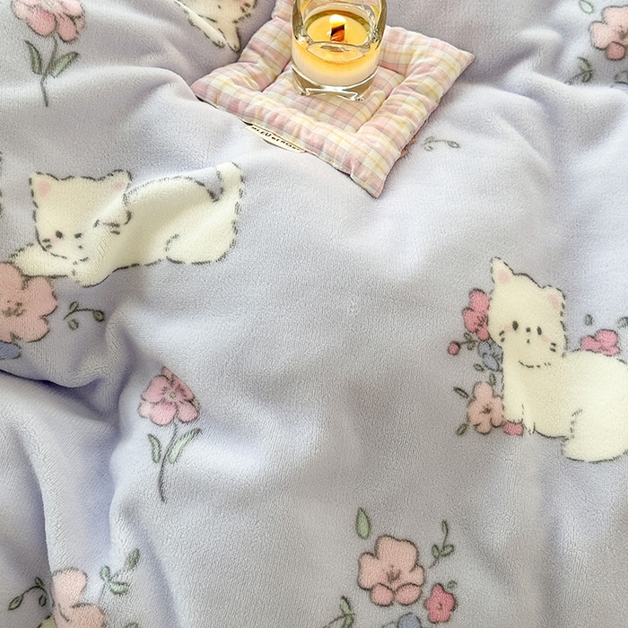 91家纺网 家纺一手货源 找家纺 昔可家纺 2024新款印花牛奶绒四件套系列-2023年热款系列 花花小猫咪
