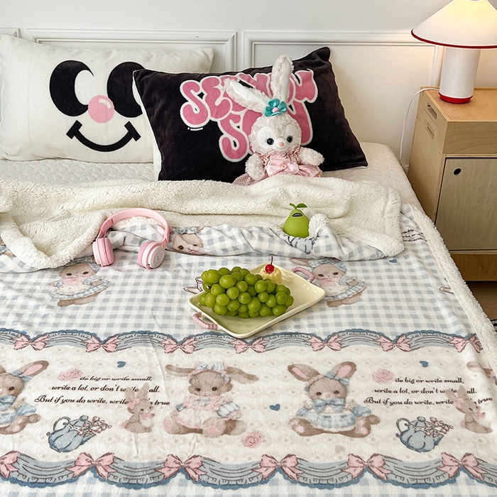 91家纺网 家纺一手货源 找家纺 （总）昔可家纺 2024新款羊羔绒牛奶绒毛毯系列（三）-场景二-洛丽塔系列