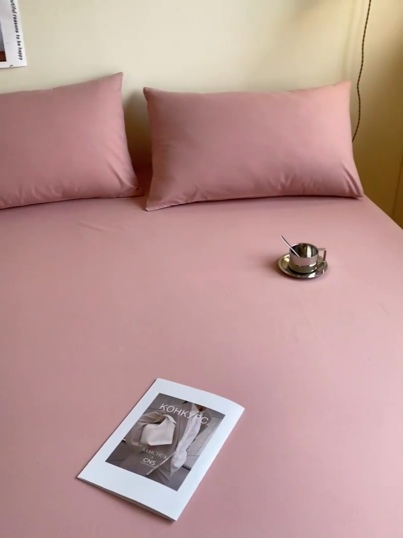 91家纺网 家纺一手货源 找家纺 （总）眠帛家居 2024新款A类亲肤水洗棉纯色单品床笠三件套