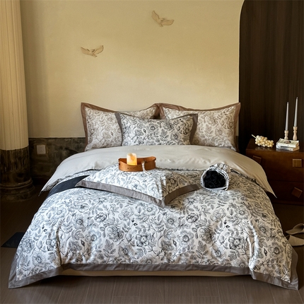 91家纺网 家纺一手货源 找家纺 （总）佳汐蓝家纺 2024新款100S数码印花系列四件套-椿山集