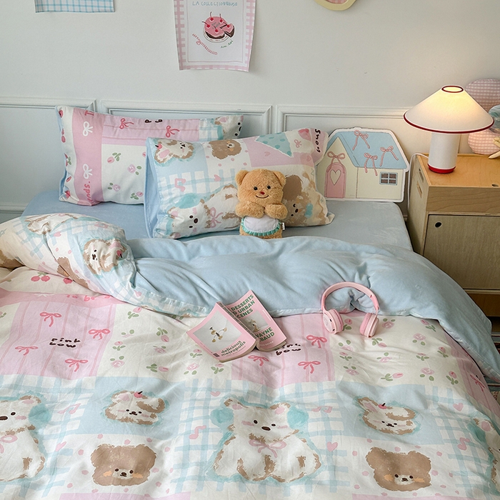 91家纺网 家纺一手货源 找家纺 昔可家纺 2024新款秋冬新款棉加牛奶绒四件套 拼接油画狗