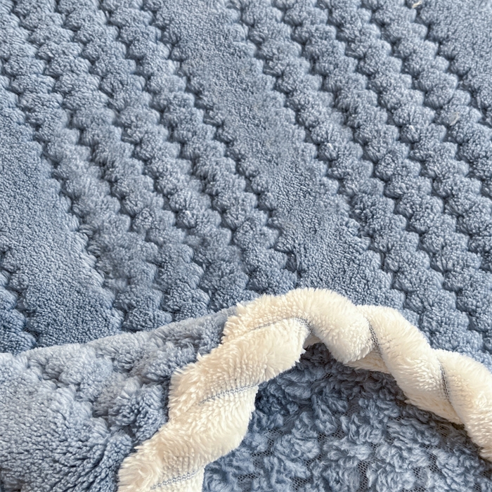 91家纺网 家纺一手货源 找家纺 欧邦 新款提花针织绒牛奶绒铂金系列床笠三件套四件套 针织绒-松蓝