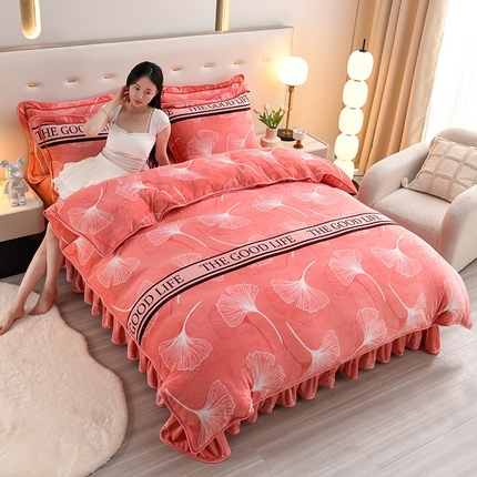 91家纺网 家纺一手货源 找家纺 （总）晚静 2025新款7斤牛奶绒四件套金貂法莱绒床裙款保暖绒三件套 