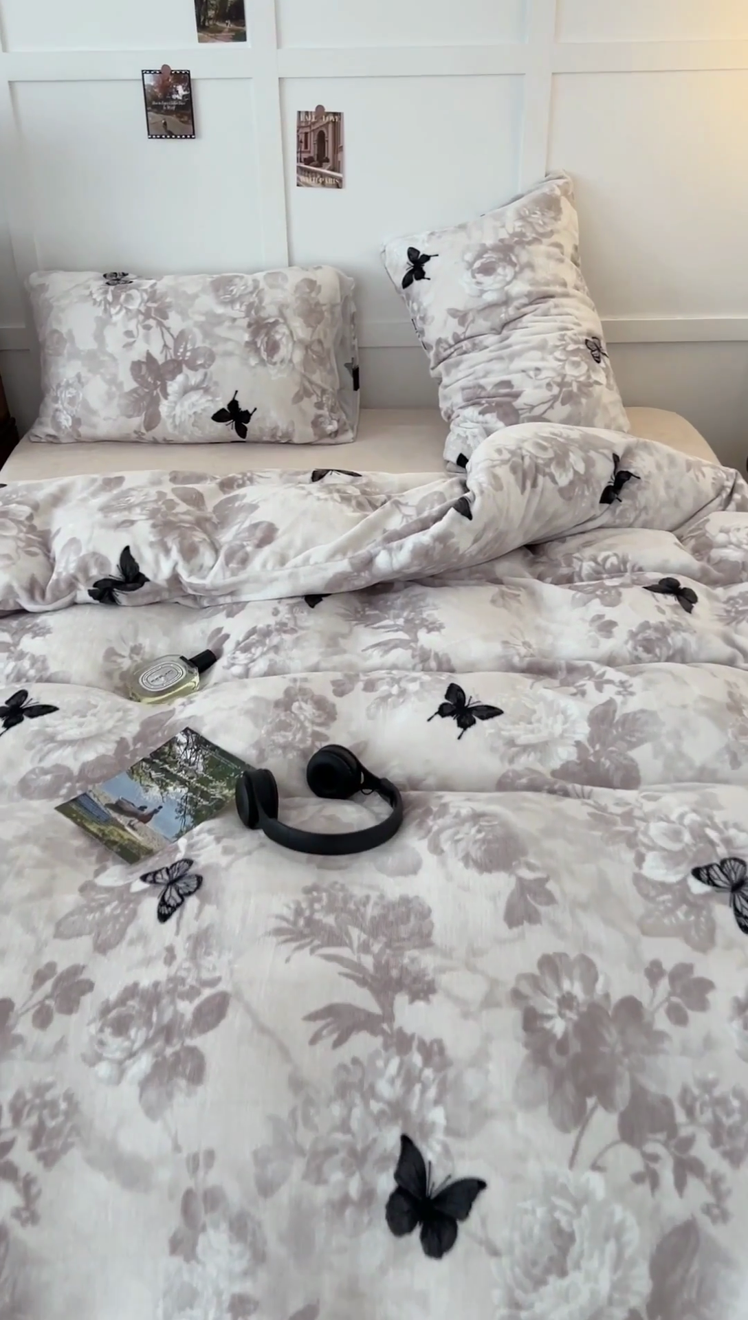 91家纺网 家纺一手货源 找家纺 昔可家纺 2024新款印花牛奶绒四件套系列-复古小清新系列 水墨花蝴蝶