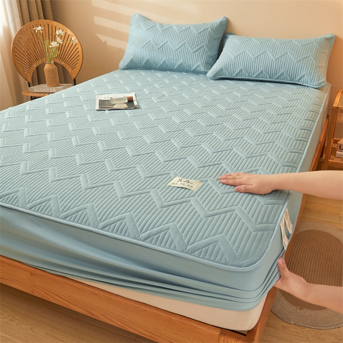 91家纺网 家纺一手货源 找家纺 优眠坊 2025新款羊绒蛋白床笠 远山-雾霾蓝