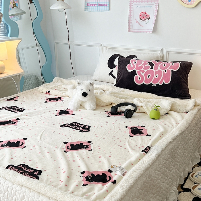 91家纺网 家纺一手货源 找家纺 昔可家纺 2024新款羊羔绒牛奶绒毛毯系列（三）-场景二-卡通系列 晚安猫猫