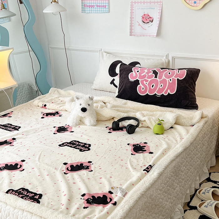 91家纺网 家纺一手货源 找家纺 昔可家纺 2024新款羊羔绒牛奶绒毛毯系列（三）-场景二-卡通系列 晚安猫猫