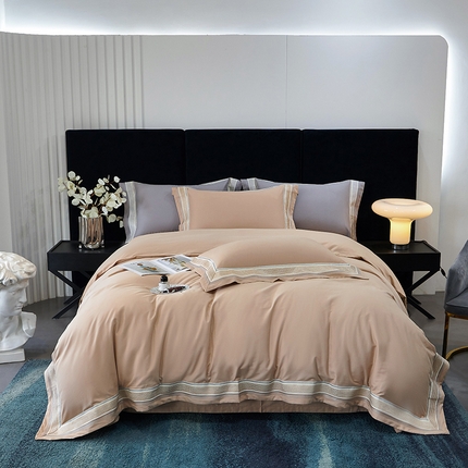 榻尚家居 2024新品 纯棉全棉磨毛抗菌磨毛秋冬加厚刺绣四件套伊卡芙（非会员+20） 伊卡芙 香槟