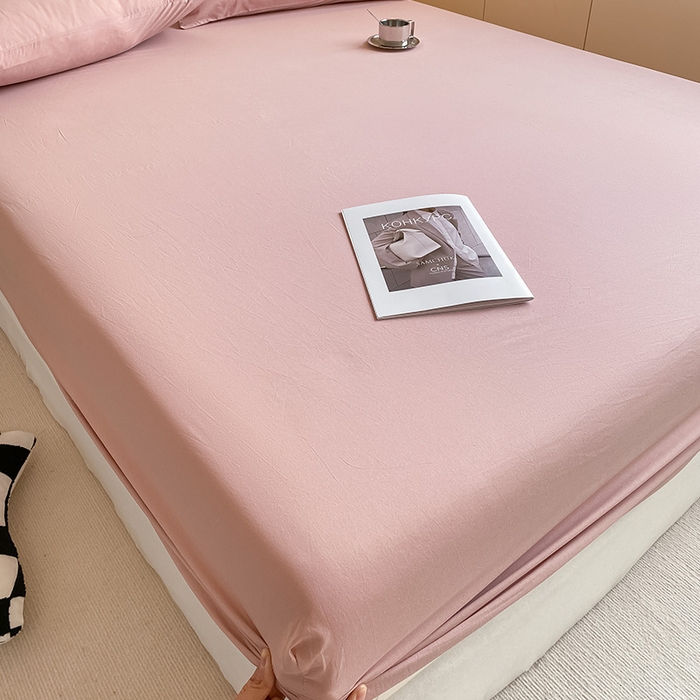 91家纺网 家纺一手货源 找家纺 （总）眠帛家居 2024新款A类亲肤水洗棉纯色单品床笠三件套