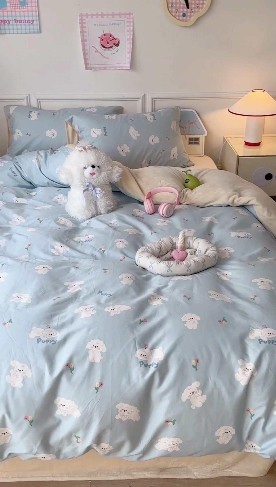 91家纺网 家纺一手货源 找家纺 昔可家纺 2024新款秋冬新款棉加牛奶绒四件套 云朵狗狗