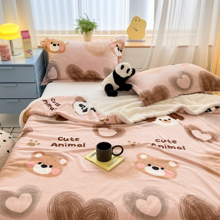 91家纺网 家纺一手货源 找家纺 （总）花伞家居 2024直播新款牛奶绒羊羔绒多功能复合拉链被套款毛毯