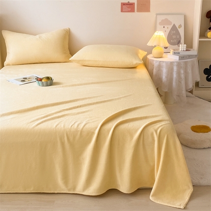 眠帛家居 2024新款纯色高克重牛奶绒单床单 奶黄