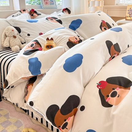 91家纺网 家纺一手货源 找家纺 （总）花伞家居 2025新款直播网销斜纹加厚磨毛印花植物羊绒四件套