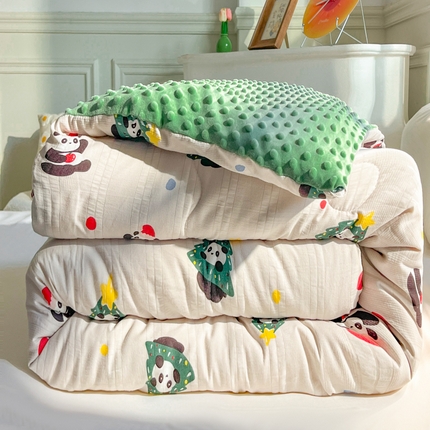 91家纺网 家纺一手货源 找家纺 美宜家 2025新款提花豆豆被A类云锦棉儿童大豆被春秋冬被子被芯豆豆绒 花语兔