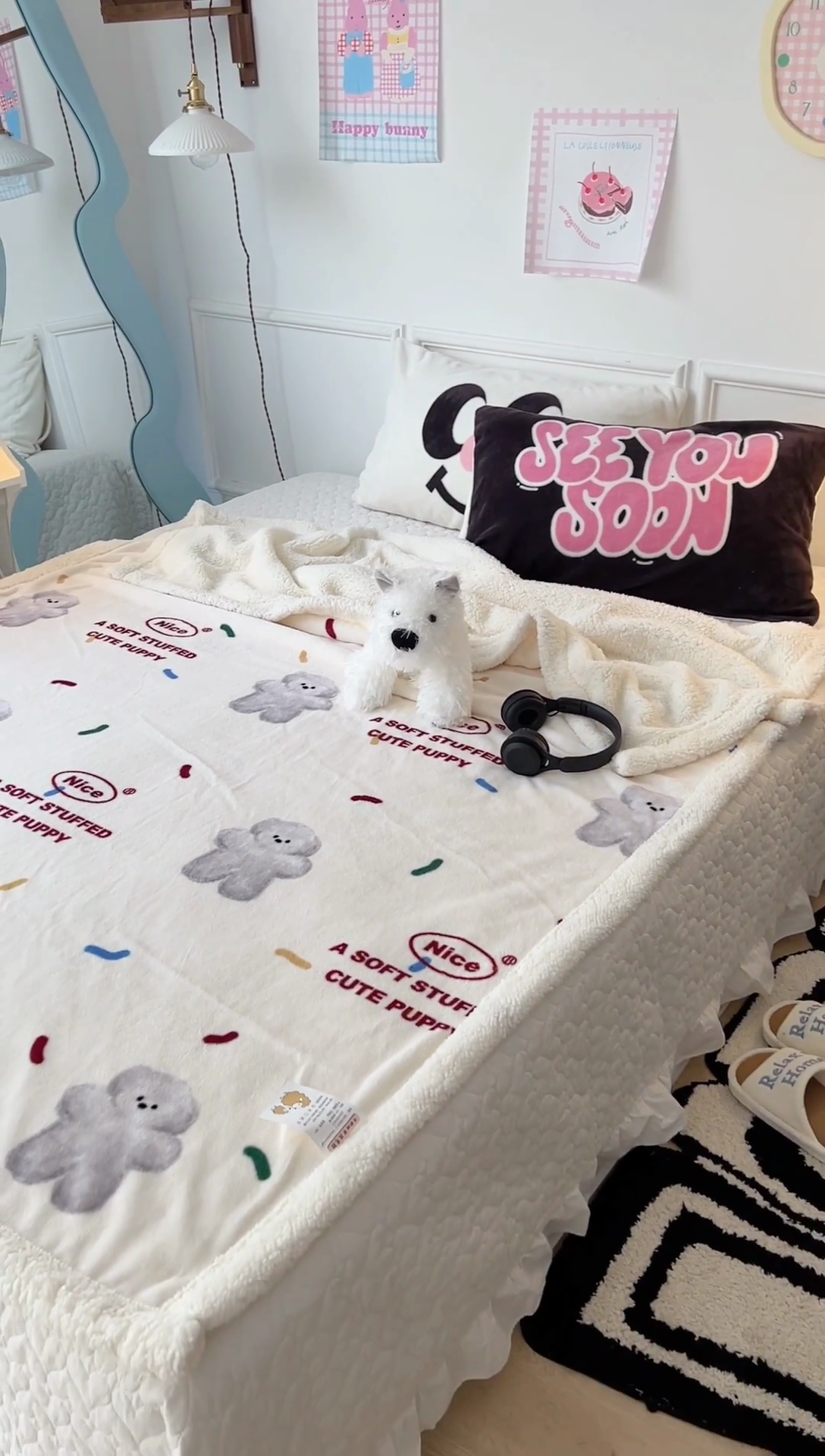 91家纺网 家纺一手货源 找家纺 昔可家纺 2024新款羊羔绒牛奶绒毛毯系列（三）-场景二-卡通系列 朱古力小灰熊