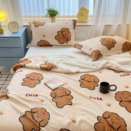 91家纺网 家纺一手货源 找家纺 （总）花伞家居 2024直播新款牛奶绒羊羔绒多功能复合拉链被套款毛毯