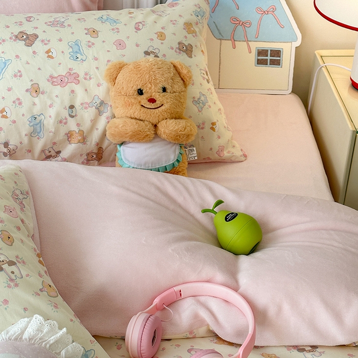 91家纺网 家纺一手货源 找家纺 昔可家纺 2024新款秋冬新款棉加牛奶绒四件套 可爱小萌物