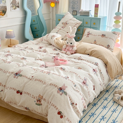 昔可家纺 2024新款印花牛奶绒四件套系列-卡通系列 萌宠伙伴