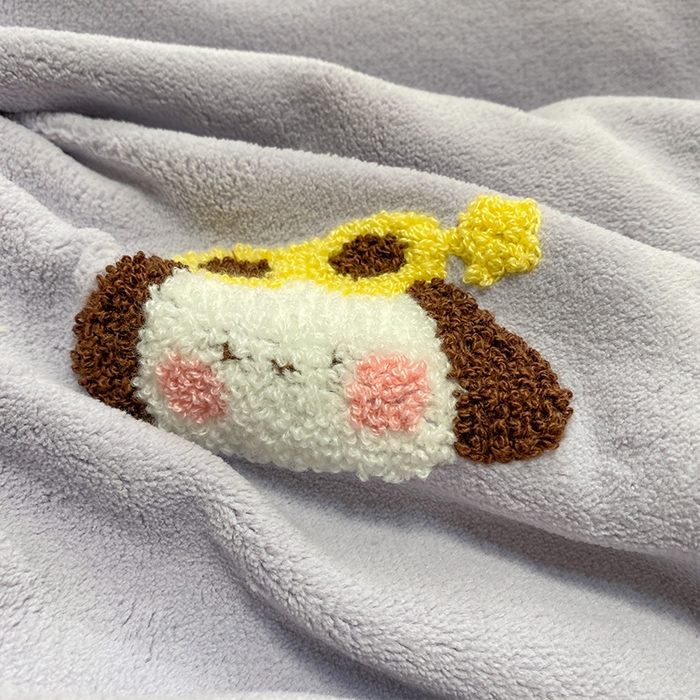 91家纺网 家纺一手货源 找家纺 眠帛家居 2024新款高克重双拼牛奶绒毛巾绣四件套 萌宠