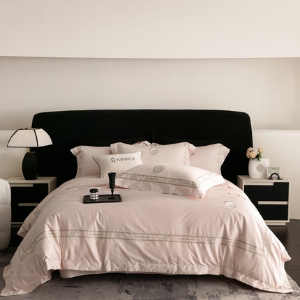 馨蕊家居 2024新款100s全棉四件套-蔚蓝 蔚蓝-初夏粉