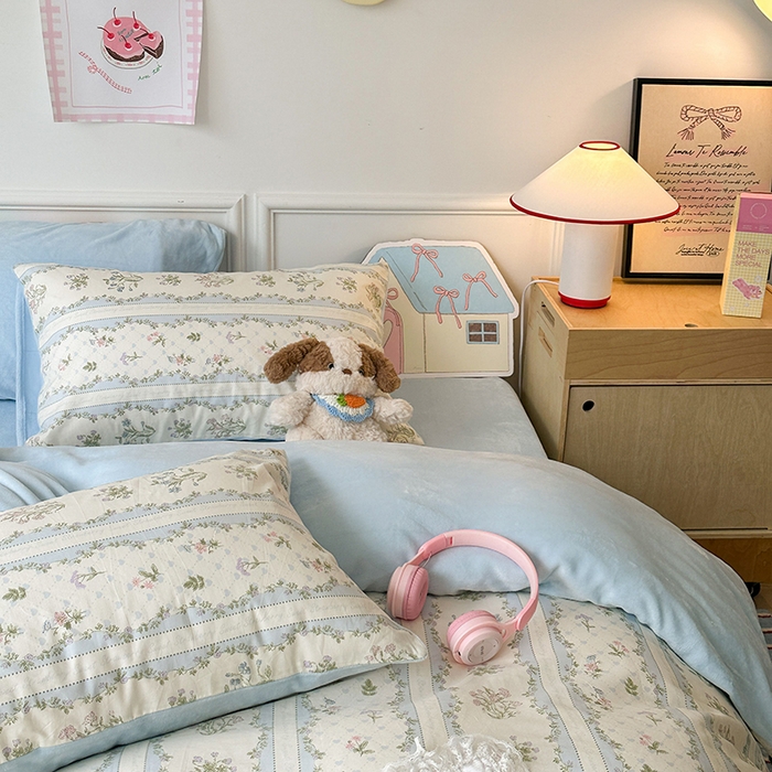 91家纺网 家纺一手货源 找家纺 昔可家纺 2024新款秋冬新款棉加牛奶绒四件套 仙仙藤蔓园