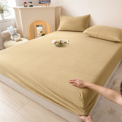 91家纺网 家纺一手货源 找家纺 （总）眠帛家居 2024新款纯色高克重牛奶绒单床笠