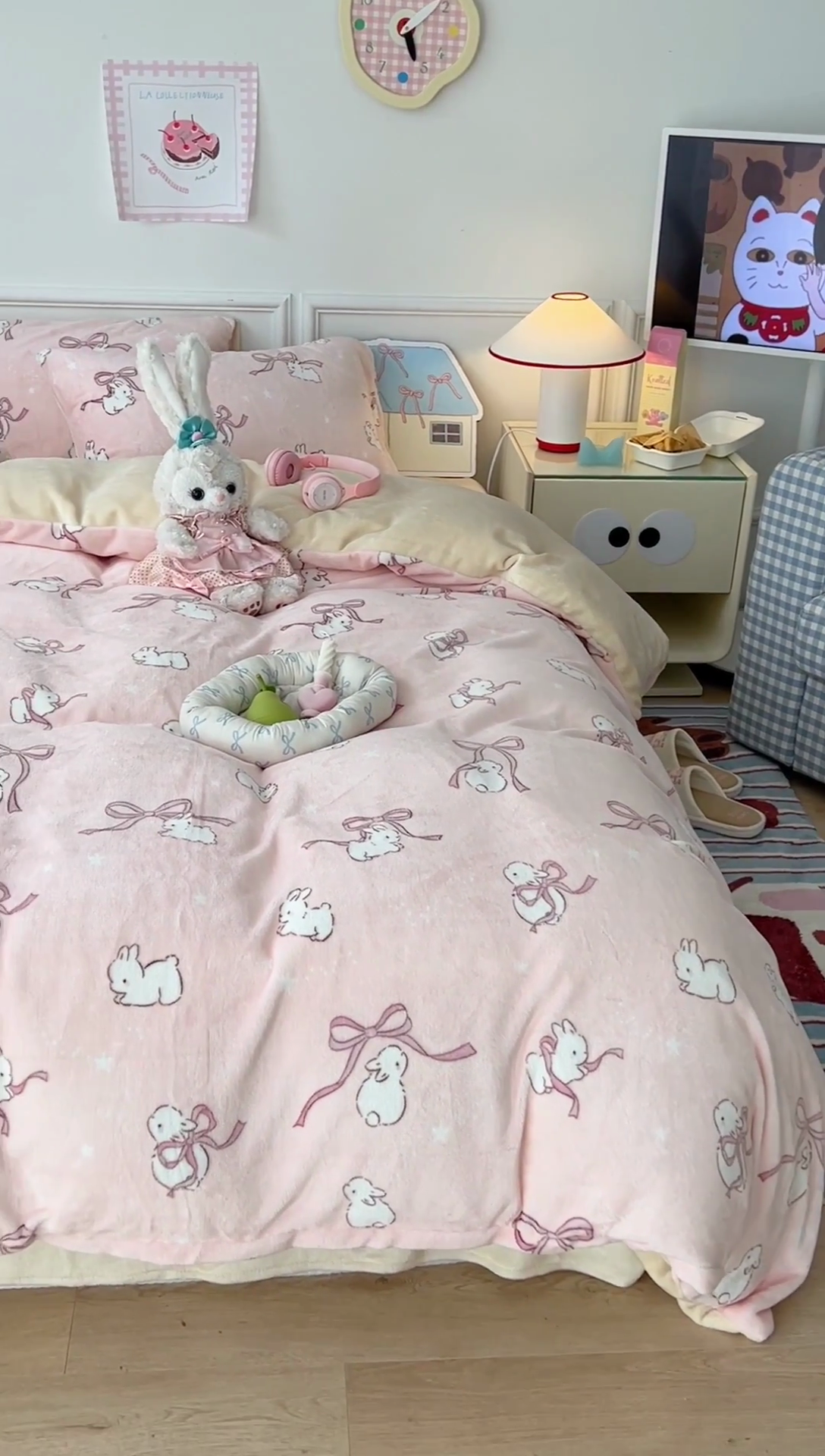 91家纺网 家纺一手货源 找家纺 昔可家纺 2024新款印花牛奶绒四件套系列-卡通系列 星野兔