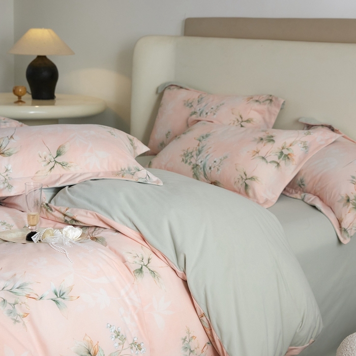 91家纺网 家纺一手货源 找家纺 金奇达家纺 2025秋冬保暖加厚绒类四件套羽零绒【自然为美】（标准号全网控价(折后券后)不低于159元，（拿货价会员减20元)） 竹韵-茶粉