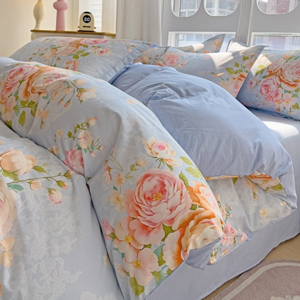 优选良品 2025直播爆款加厚全棉磨毛四件套喷气印花纯棉（一字绣工艺款）学生三件套9月上新 且听风铃