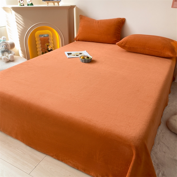 91家纺网 家纺一手货源 找家纺 眠帛家居 2024新款纯色高克重牛奶绒单床单 焦糖