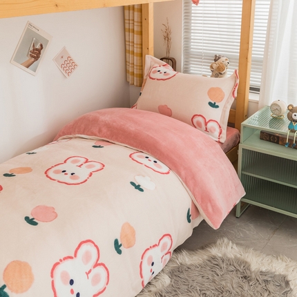 91家纺网 家纺一手货源 找家纺 （总）宅部落 2024新款舒适高克重牛奶绒学生宿舍三件套