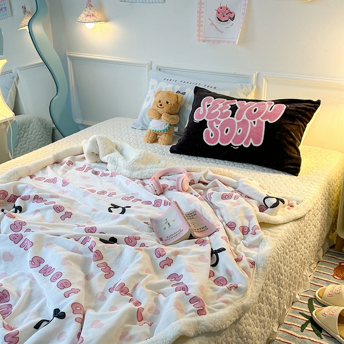 91家纺网 家纺一手货源 找家纺 （总）昔可家纺 2024新款羊羔绒牛奶绒毛毯系列（三）-场景二-少女风系列