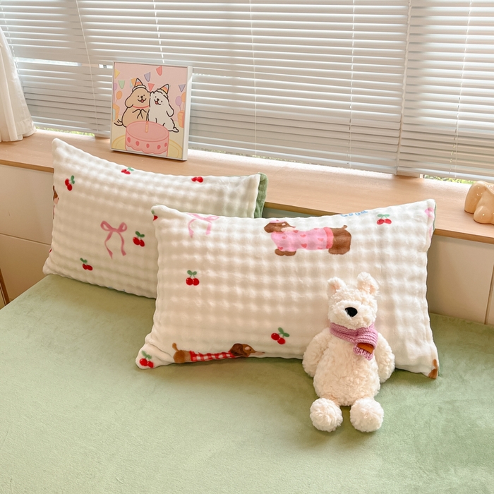 91家纺网 家纺一手货源 找家纺 梵克保罗 2024秋冬新款加厚泡泡牛奶绒数码印花工艺立体仿兔毛四件套 狗狗乐园-米白