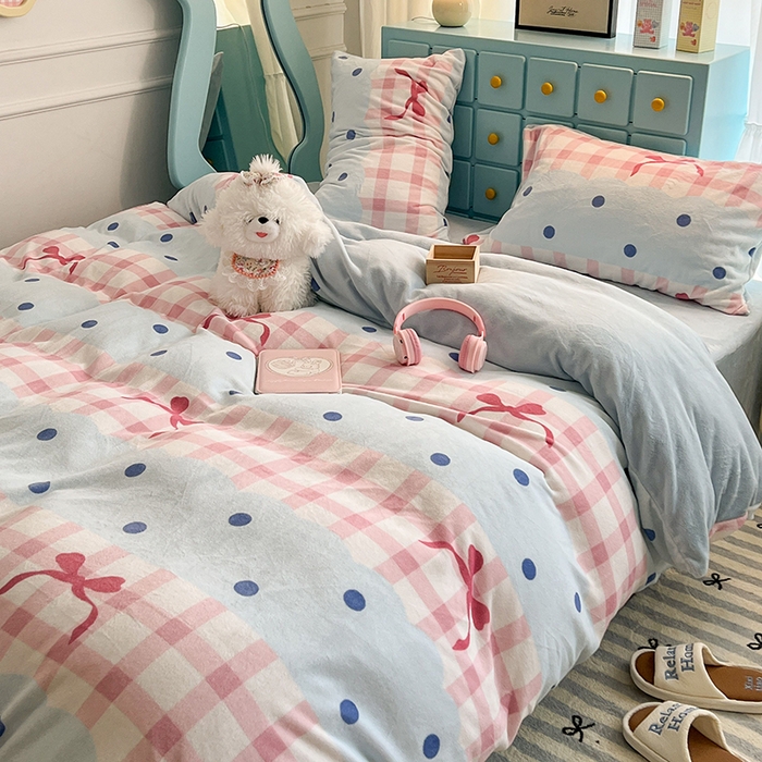 91家纺网 家纺一手货源 找家纺 昔可家纺 2024新款印花牛奶绒四件套系列-ins少女系列 芭蕾美学