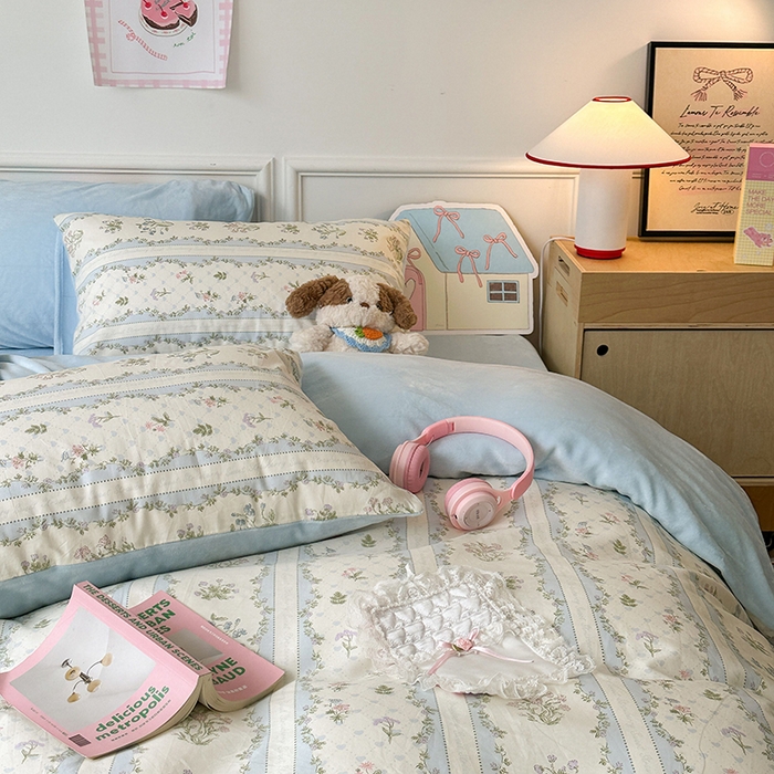 91家纺网 家纺一手货源 找家纺 昔可家纺 2024新款秋冬新款棉加牛奶绒四件套 仙仙藤蔓园