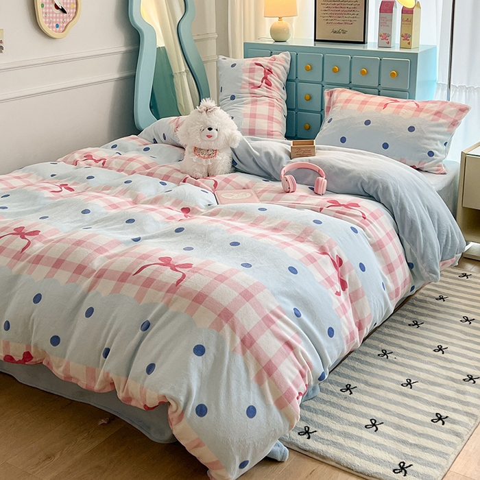 91家纺网 家纺一手货源 找家纺 昔可家纺 2024新款印花牛奶绒四件套系列-ins少女系列 芭蕾美学