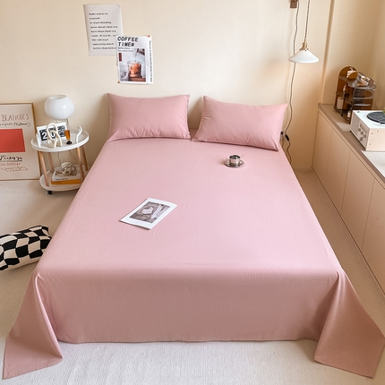 眠帛家居 2024新款A类亲肤水洗棉纯色单品床单三件套 豆沙