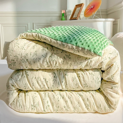 91家纺网 家纺一手货源 找家纺 美宜家 2025新款提花豆豆被A类云锦棉儿童大豆被春秋冬被子被芯豆豆绒 宁静