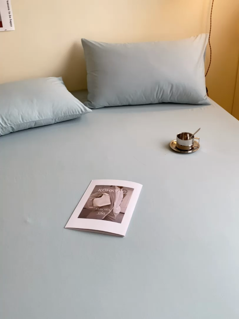 91家纺网 家纺一手货源 找家纺 眠帛家居 2024新款A类亲肤水洗棉纯色单品床笠三件套 浅灰