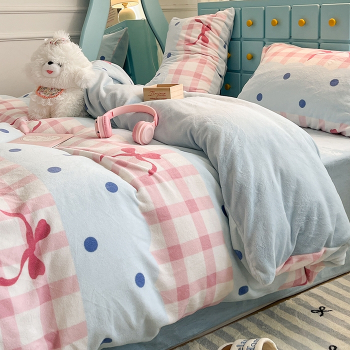 91家纺网 家纺一手货源 找家纺 昔可家纺 2024新款印花牛奶绒四件套系列-ins少女系列 芭蕾美学