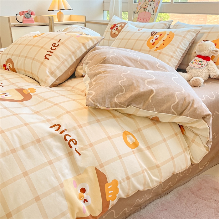 91家纺网 家纺一手货源 找家纺  本制 2024秋冬新款12868全棉印花四件套 烘培-米