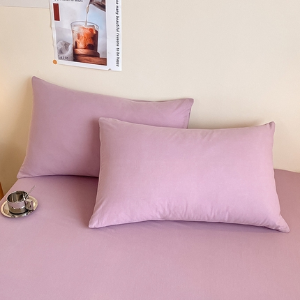 眠帛家居 2024新款A类亲肤水洗棉纯色单品枕套 浅紫