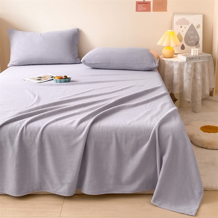眠帛家居 2024新款纯色高克重牛奶绒单床单 浅紫